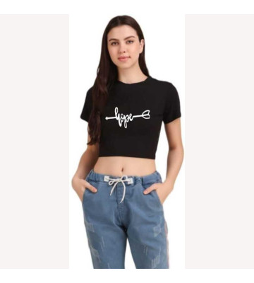 Womens Cotton Blend Typography Print Crop T-Shirt for women and girls